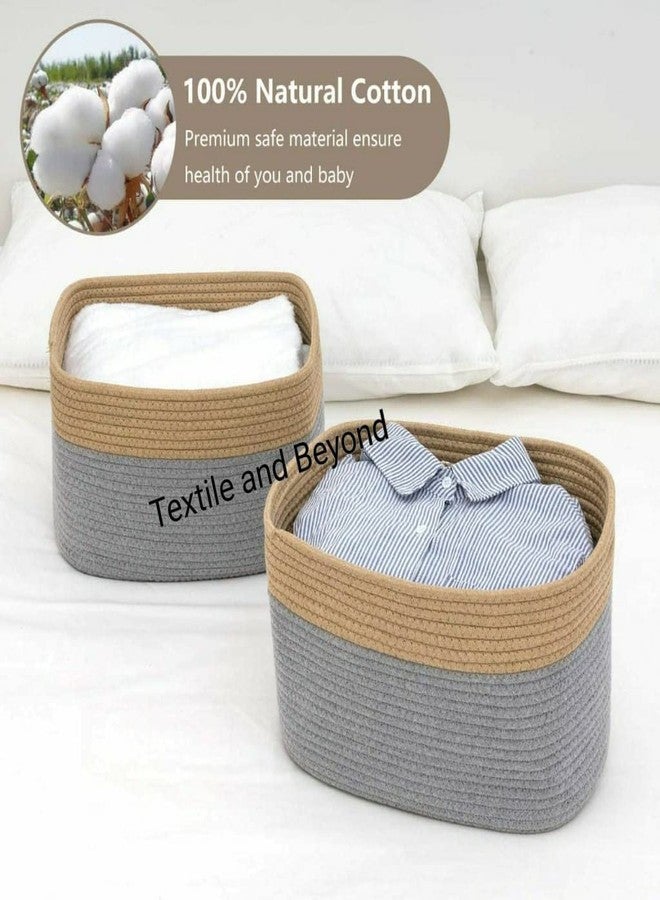 Textile and Beyond منظم تخزين من حبل صندوق ديكور منزلي بوهيمي من تيكستايل آند بيوند - سلة من الجوت للفواكه، الغسيل، الألعاب، سلة هدايا، صينية أطفال، منظم دلو لغرفة المعيشة والمطبخ والحمام (مجموعة من 1، 2.1) - Image 3